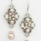 Blush Champagne Pearl Earrings, Chandelier Wedding Earrings, Crystal Wedding Earrings, Chandelier Bridal Earrings , Vintage Wedding Jewelry