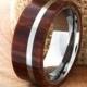 Hawaiian Koa Wood Wedding Band Flat High Polished Ring Customized Tungsten Band Mens Ring Mens Wedding Ring Engraving Wood Wedding Ring New