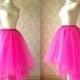 Bridal Tulle Skirt. Hot Pink Fuchsia Tulle Skirt. Irregular Long Tulle Skirt.Plus Size Tulle Skirt. Photo Prop. Elastic Waist. Bridal Shower