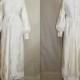 Vintage Boho Hippie Wedding Dress /Lace Wedding Dress Satin  / 1960s Bridal Gown White Leg O Muffin Sleeves S