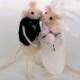 Wedding cake topper Felt Mice couple Bride and groom Waldorf just married Love forever Romantic animal Animal wedding cake topper Rustic