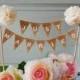 Wedding Cake Topper, Rustic Burlap Cake Bunting, Cream Cake Topper, JUST MARRIED