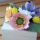 white flower bouquet art clay home decor box,flowers box, special gift box, art box , flower natural box,