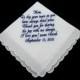 Mother of the Bride Handkerchief, Mother of the Bride Gift, Embroidered Handkerchief, Personalized Handkerchief, Custom Handkerchief