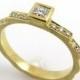 Diamond engagement ring ,Unique engagement ring, 14K engagement ring, Princess diamond ring, Engagement diamond ring, Engagement unique ring