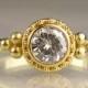 22k Gold Granulated Moissanite Engagement Ring, Yellow Gold Moissanite Ring, Solid Gold Wedding Ring