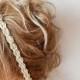 Rustic Wedding Hair Accessory, Pearl Wedding Headband, Bridal Pearl Headband, Bridal Hair Accessory, Lace pearl Hair