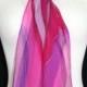 Pink Silk Scarf. Violet Hand Painted Silk Shawl. Handmade Chiffon Silk Scarf COLORADO DAWN-1. 8x54. Birthday, Anniversary Gift. Gift-Wrapped