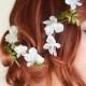 White flower hair vine, Bridal headpiece, Wedding hair accessory, floral hair clip by Gardens of Whimsy
