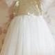 Ivory Gold Sequin Princess Birthday party Flower Girl dress