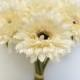 JennysFlowerShop 13'' Silk Artificial Gerbera Daisy Bouquet Cream  (w/7 stems, 7 Flower Heads),Home/wedding Decorations