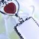 Wedding bouquet photo charm. Memory photo keepsake. Bridal bouquet charm with red heart.