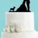Couple Kissing with French Bulldog Acrylic Wedding Cake Topper