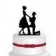 Bride and Groom Cake Topper - Engagement Cake Topper - Silhouette