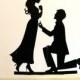 Groom Proposes to His Bride Cake Topper Wedding Engagement