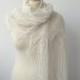 Very Light Cream lace shawl, hand knitted lace stole,off white wedding  shawl