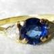 Sapphire Ring 1 Ct Blue Sapphire Engagement Ring 18K Unheated Ceylon Blue Sapphire Raw Genuine Diamond Engagement Ring September Birthday