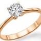Solitaire Diamond Engagement Ring, 14K Rose Gold Ring, Diamond Solitaire Ring, 0.50 CT Diamond Ring Band, Art Deco Ring