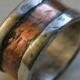 mens wedding band - rustic fine silver and copper - handmade hammered artisan designed wide band ring - manly ring - customized