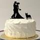WITH PET DOG Wedding Cake Topper Silhouette Wedding Cake Topper Bride + Groom + Dog French Bulldog Corgi Pet Family of 3 CakeTopper Corgi