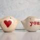 Valentines Day Wedding cake toppers ... Love birds ... "heart" you