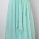 Mint Halter Bridesmaid Dress, Column Halter Floor-length Chiffon Prom Dress 2014
