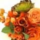 Fall Bouquet - Bridesmaid Bouquet, Small Bouquet, Orange, Coral, Peach, Green, Succulent, Berries, Fall Wedding, Orange Bouquet, Echeveria