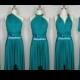 Multiway asymmetrical Front and Back High and Low Knee length Infinity Dress Teal Bridesmaid Dresses