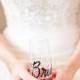 Personalized Stemless Champagne Flutes, PLASTIC Wedding Calligraphy for Bachelorette Party, Wedding, Shower, New Years or Anniversary