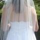 One Tier Finger Tip Length Veil With Serged Pencil Edge, Ivory or White - READY TO SHIP in 3-5 Days