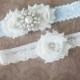 SALE!!! Wedding garter, Ivory and blue garter set, Bridal garter, Vintage Wedding