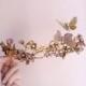 bridal hair piece, gold bridal headpiece, butterfly hair accessories, bronze wedding hairpiece, Swarovski crystal hair clip, hair vine