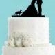 Couple Kissing with Cat Pawing Acrylic Wedding Cake Topper