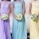 2015 Customized Long Bridesmaid Dresses Long Party Crew Neck Capped Sleeves Lace A-line Floor-length Chiffon Evening Gowns Formal Dresses Online with $70.15/Piece on Hjklp88's Store 