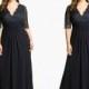 Cheap Plus Size Chiffon Mother of The Bride Dresses Black Lace 2015 V-Neck Sheer Half Sleeve Evening Party Mother Formal Wear Gown A-Line Online with $97.02/Piece on Hjklp88's Store 