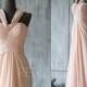 2015 Peach Chiffon Bridesmaid dress, Halter Elegant dress, Long Wedding dress, Blush Party dress, Blush Formal dress floor length (F076)