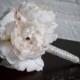 Petite Ivory Peony Wedding Bouquet with Rhinestone Handle