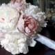 Wedding Bouquet Peony Bouquet Ivory and Blush Pink Peony Silk Bridal Wedding Bouquet