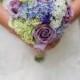 Garden Wedding Bouquet Lavender Rose Hydrangea Shabby Chic Wedding Bouquet with Burlap
