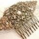 Vintage bridal hair comb, wedding hair comb, fascinator, Swarovski golden shadow crystals and Swarovski ivory pearl, wedding hair