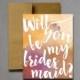 Purple and Orange Fall Watercolor Will You Be My Bridesmaid - Will you be my bridesmaid - Wedding card - will you be my matron of honor
