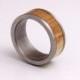 titanium wood ring olivewood inlay wedding ring mens ring