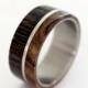Stainless steel ring with wenge and cocobolo wood inlay off-center style