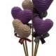 Lavender Color Decorative Heart Crochet Heart Bouquet Crochet Wedding Ggift Wedding Decoration