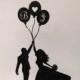 Custom Wedding Cake Topper - Balloon Wedding with personalized initials