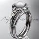 14kt white gold diamond floral wedding ring, engagement set AP126S