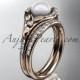 14kt rose gold diamond floral wedding ring, engagement set AP126S
