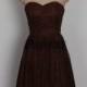 Short dark coffee lace bridesmaid dress,inexpensive bridesmaid gowns under 100,cheap women dresses for prom party.