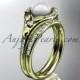 14kt yellow gold diamond floral wedding ring, engagement set AP126S