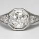 Extraordinary 1.31ct t.w. Hexagonal Bright Old European Cut Diamond Engagement Ring Platinum